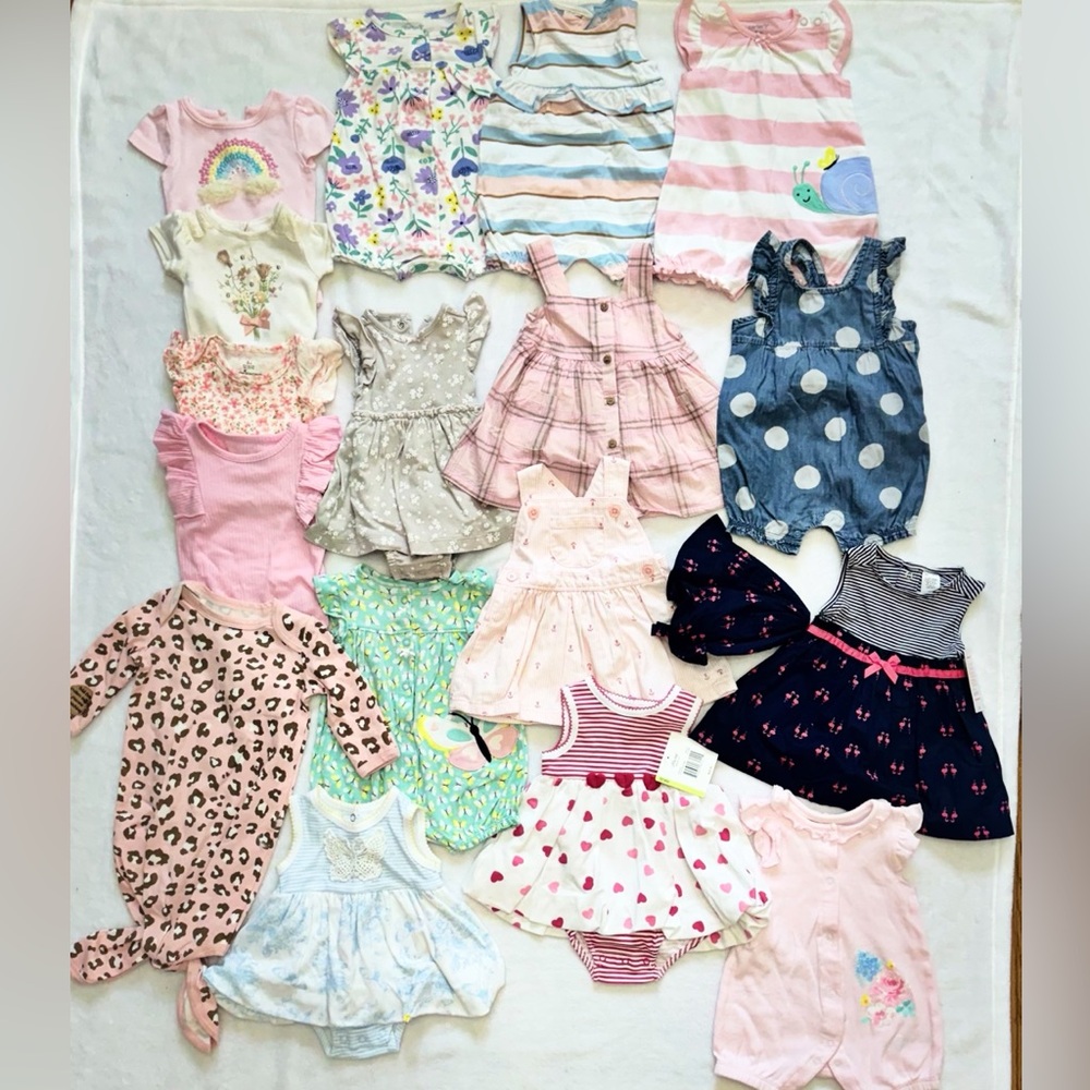 Kids Clothing Bundle Girls 3M Lot Rompers, Dresses, Onesies